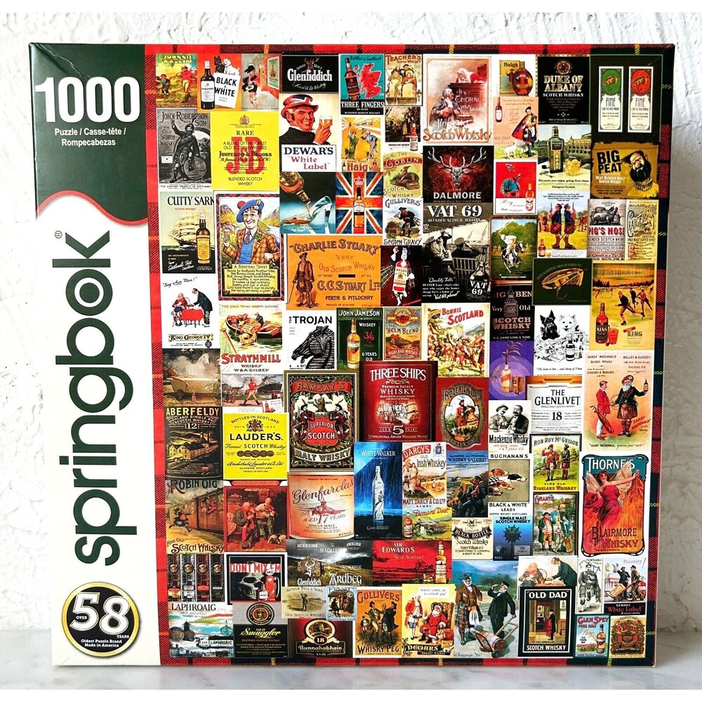 Whiskey and Scotch Springbok Puzzle 1000 Piece COMPLETE Dewar's-Jameson-Old Dad